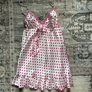 Victorias secret pink white polka dot slip dress size M
